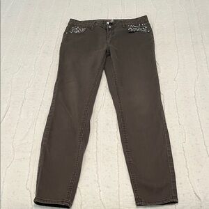 Candie's Charcoal Cropped Jeans with Sparkle Accents